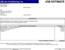 Job Estimate Template form