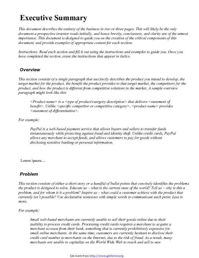 Executive Summary Template 1