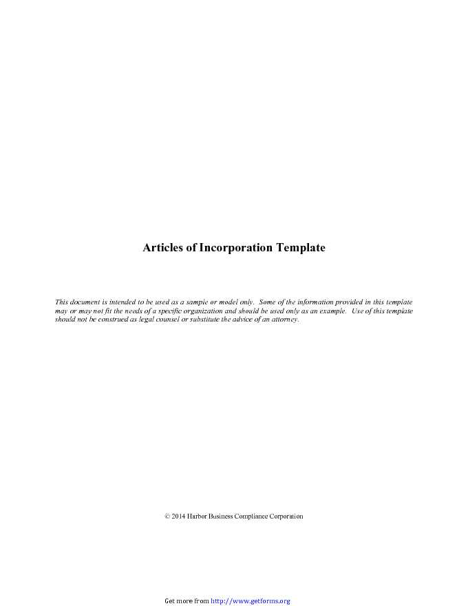 Articles of Incorporation Template 2