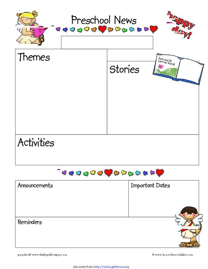 February Preschool Newsletter Template