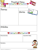 February Preschool Newsletter Template form