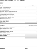 Personal Financial Statement Template form