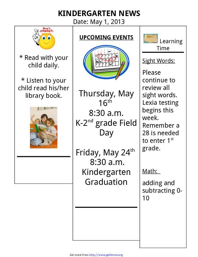 Kindergarten Newsletter Template 2