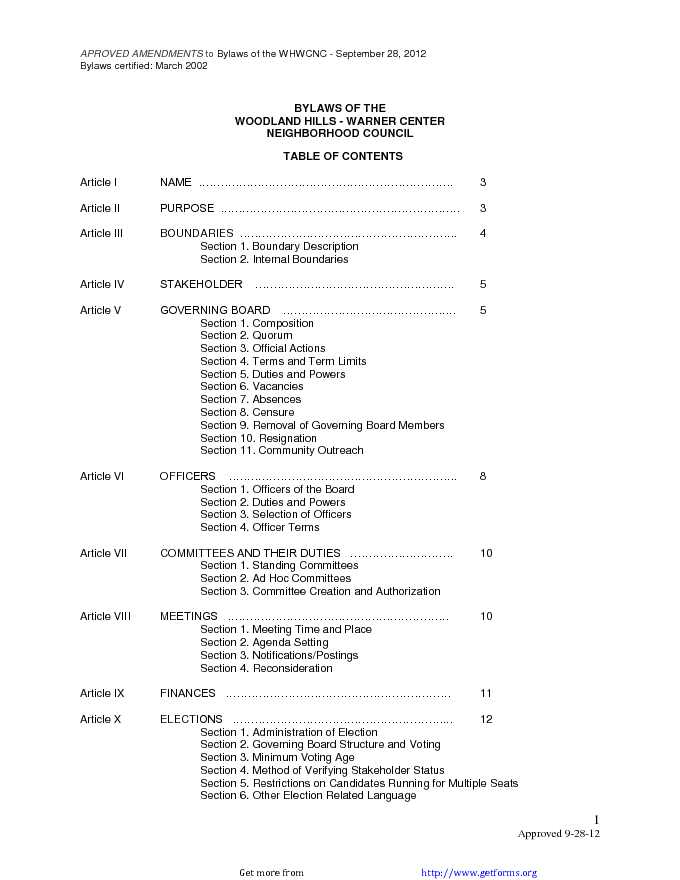 Bylaws Template 3