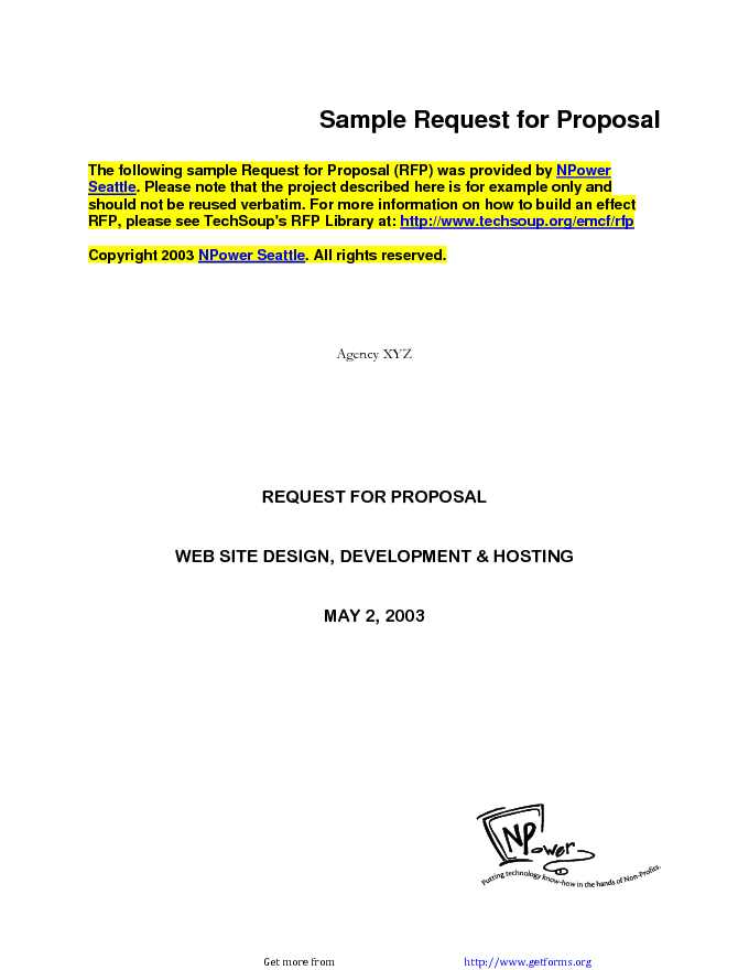 Sample Request For Proposal