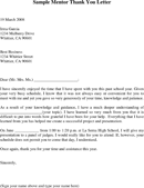 Sample Mentor Thank You Letter form