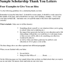 Sample Scholarship Thank You Letters form