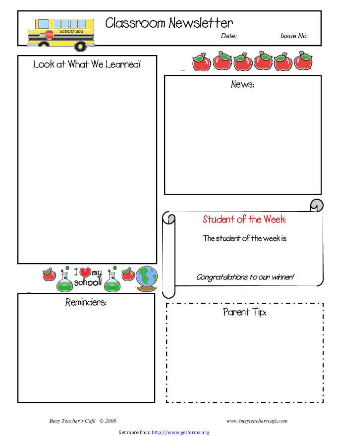 Classroom Newsletter Template 1