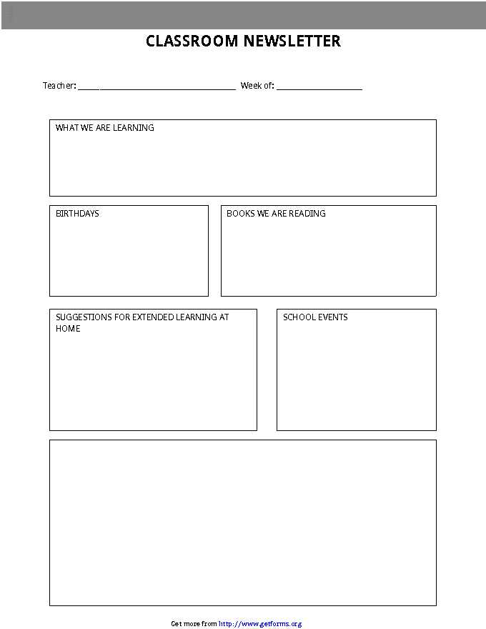 Classroom Newsletter Template 3