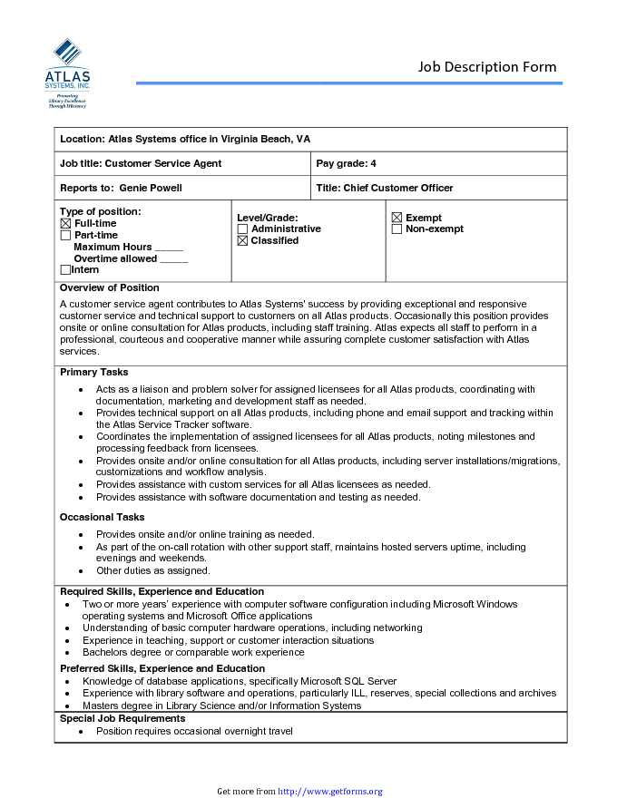 Job Description Template 3