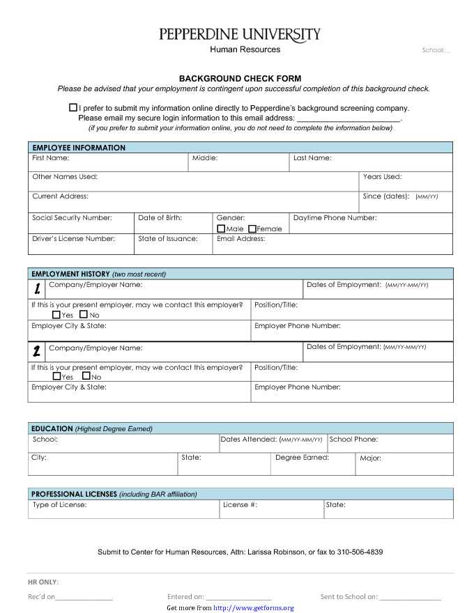 Background Check Form