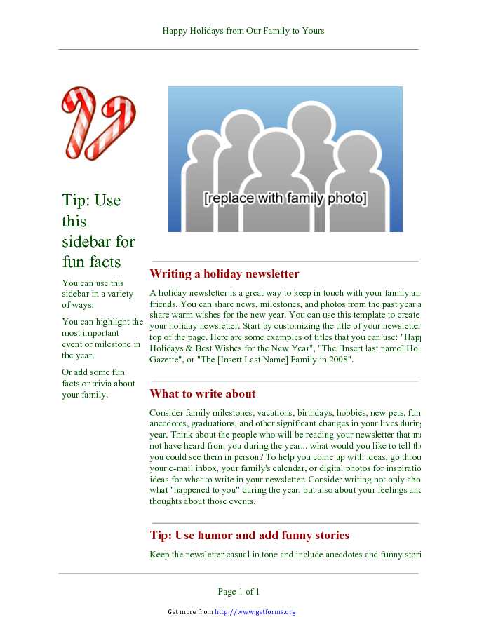 Holiday Newsletter Template 1