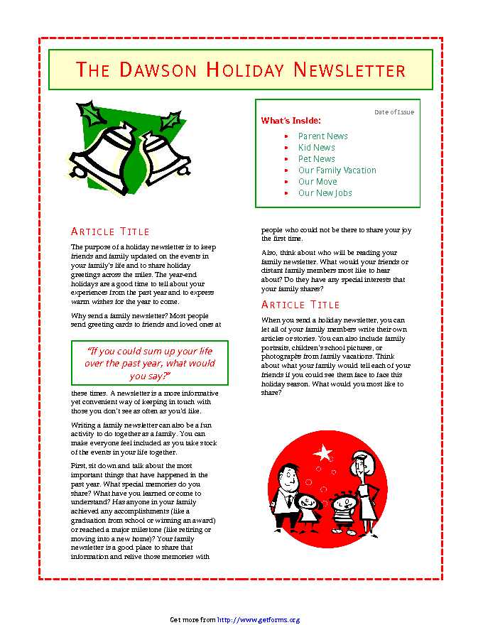 Holiday Newsletter Template 2