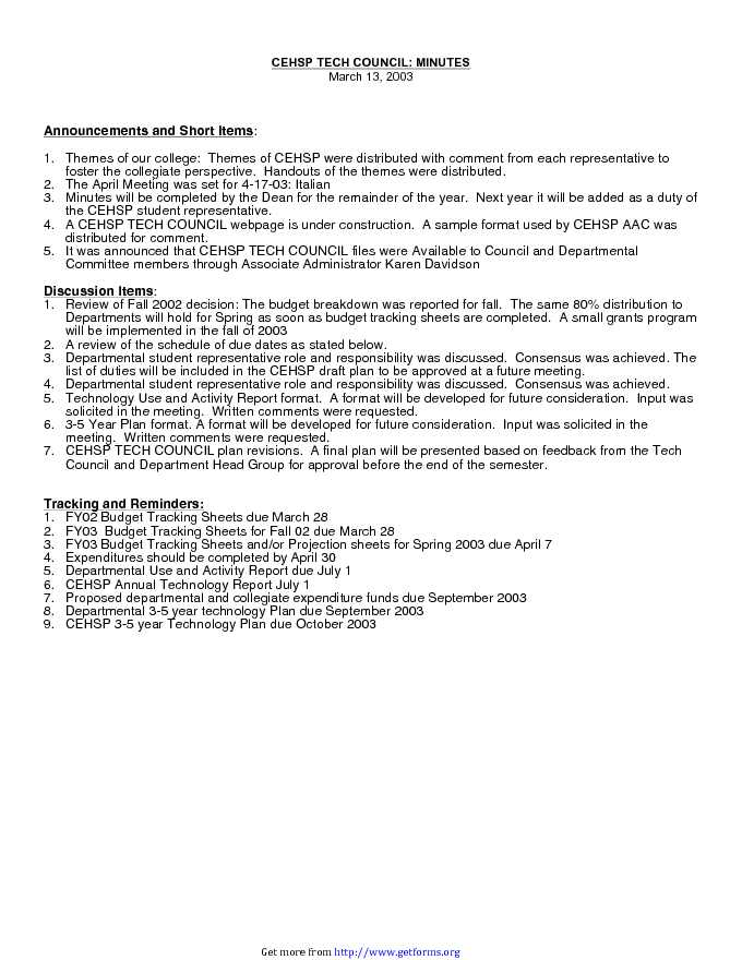 Department Meeting Agenda Template