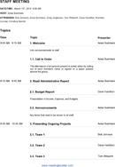 Staff Meeting Agenda Template form