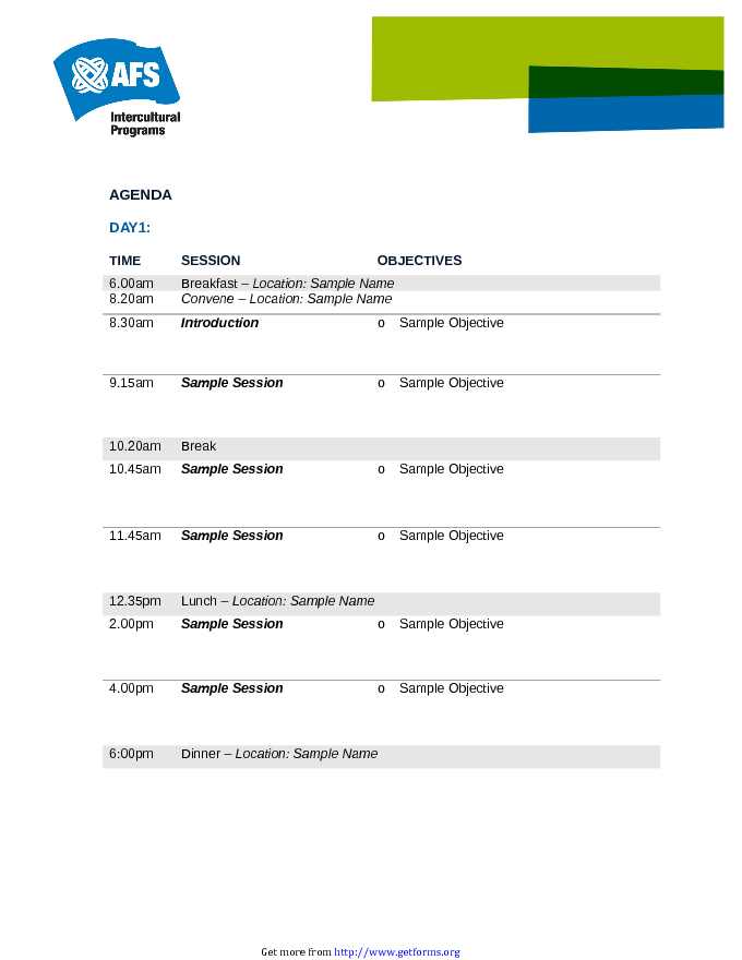 Event Agenda Document Template