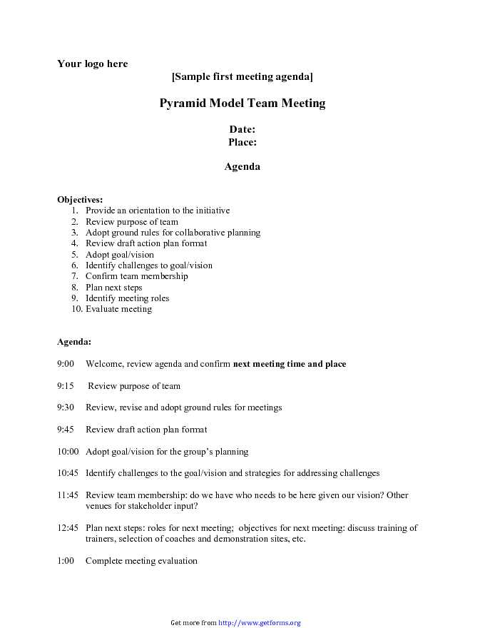 First Meeting Agenda Sample