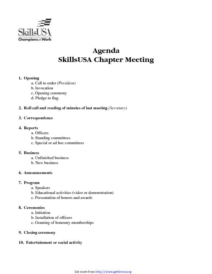 Sample Agenda Templates