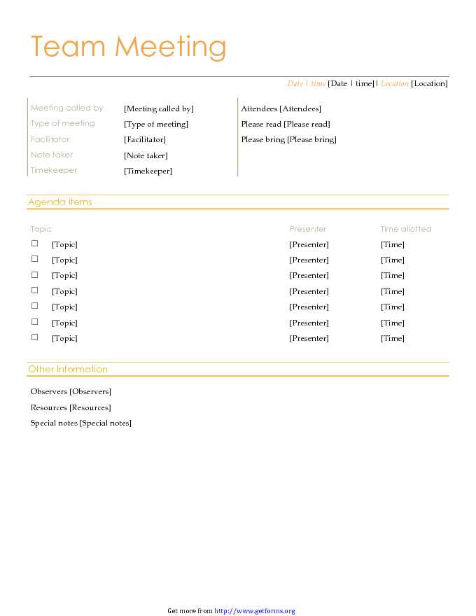 Team Meeting Agenda (Informal) 2