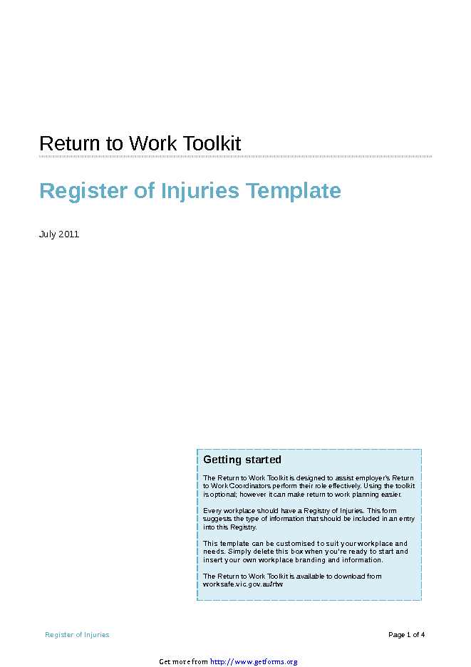 Register of Injuries Template