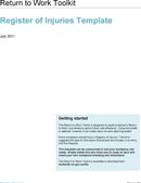 Register of Injuries Template form