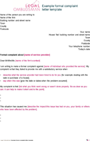Example Formal Complaint Letter Template form