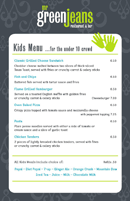 Kids Menu for the Under 10 Crowd form