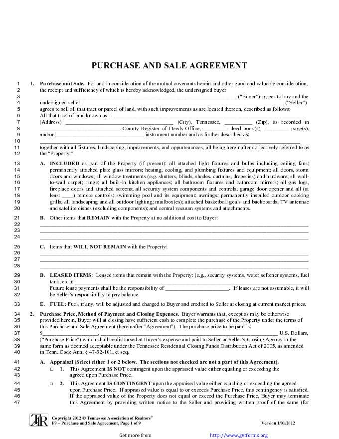 Purchase and Sale Agreement