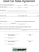 Used car Sales Agreement form