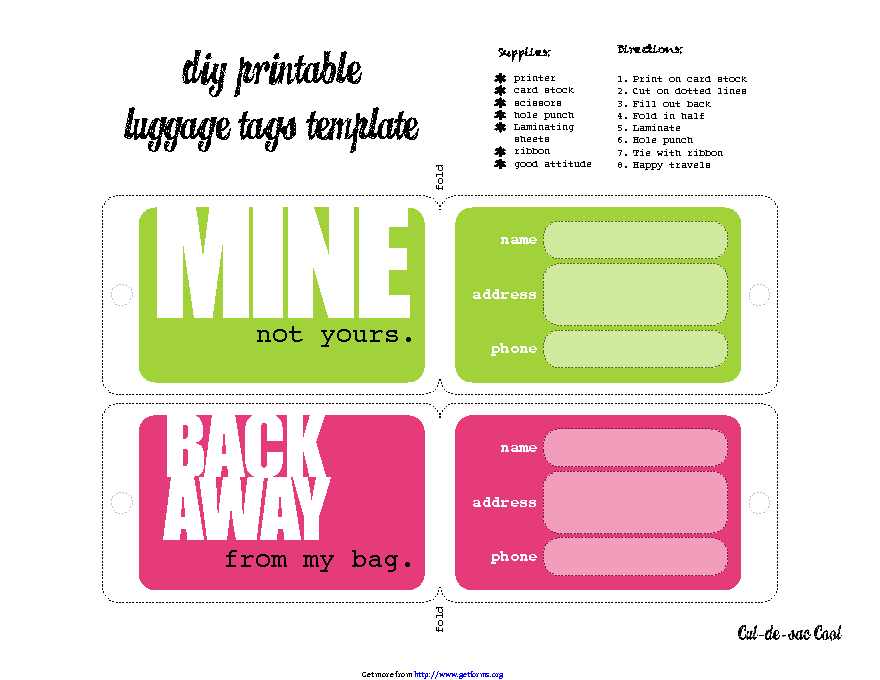 Luggage Tag Template 3