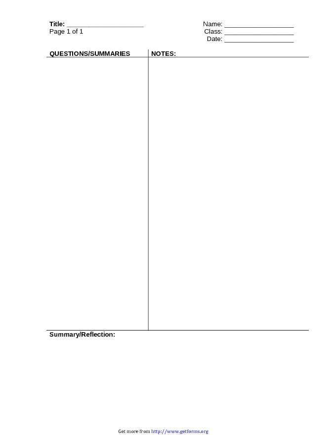 Cornell Notes Template 1