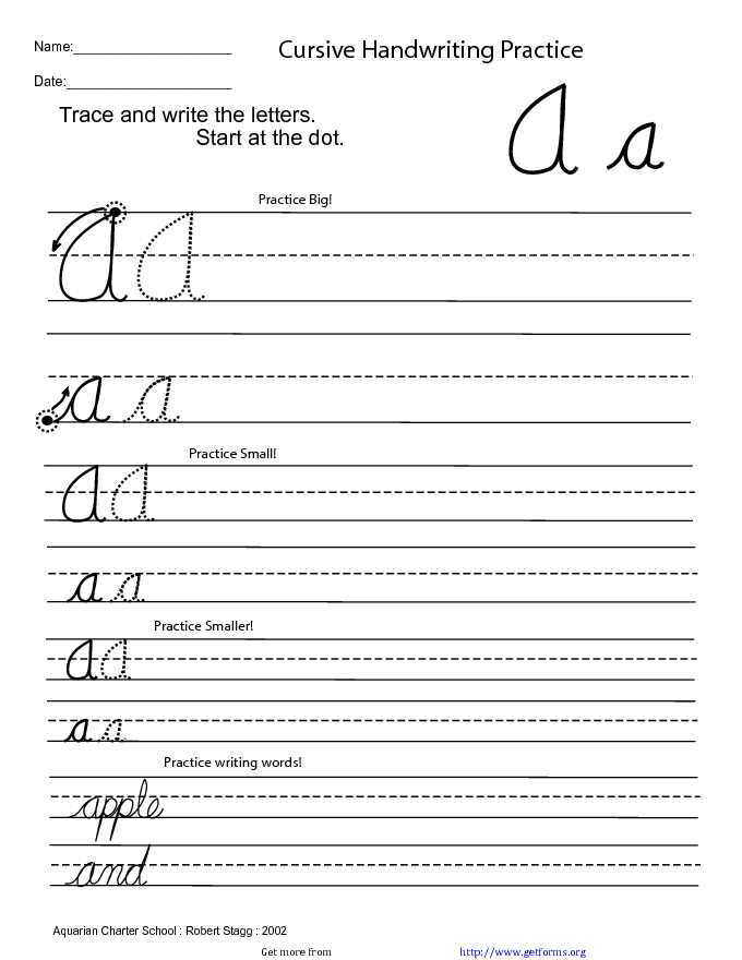 Cursive Letters Chart 1