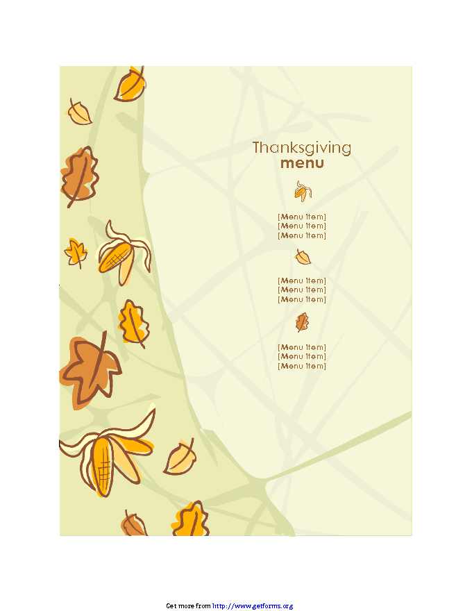 Thanksgiving Menu template 1