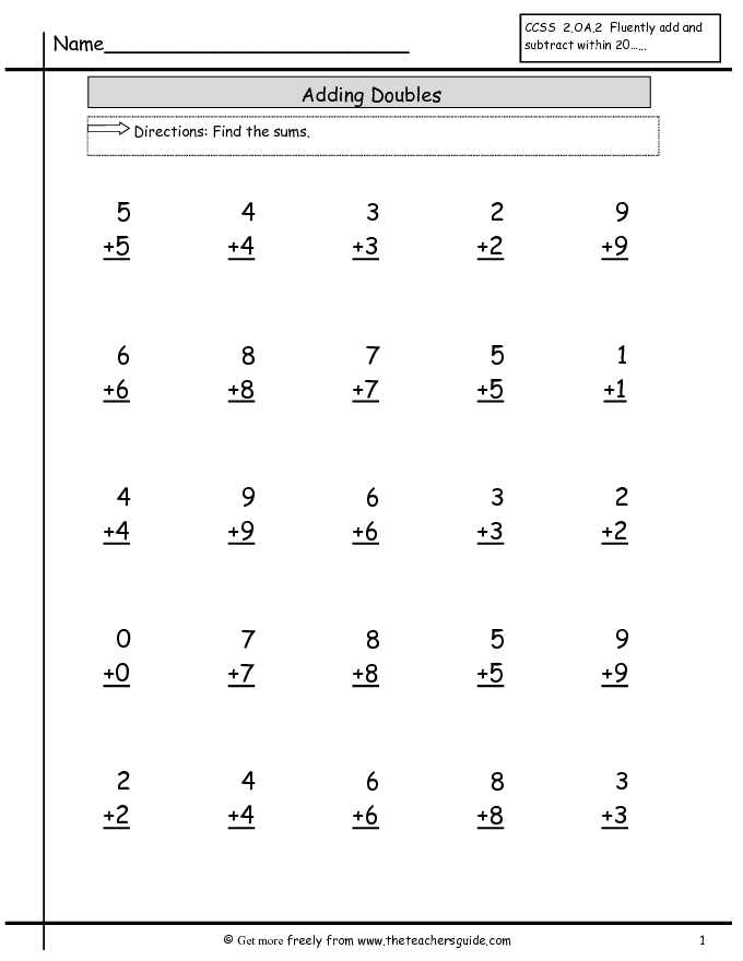 Single Digit Addition Worksheet