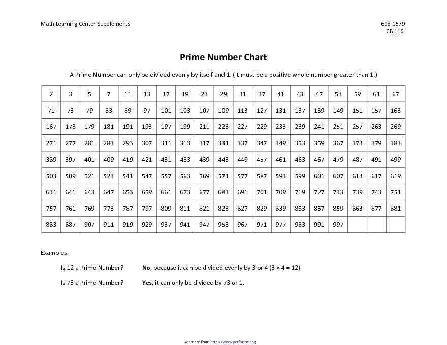 Prime Number Chart 2