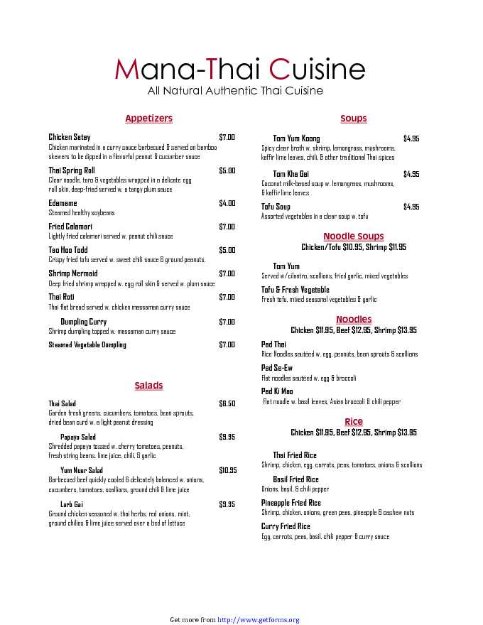 Restaurant Menu Template 1