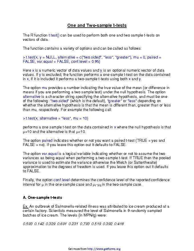 One And Two Sample T-Tests