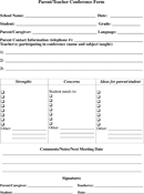 Parent Teacher Conference Form 2 form