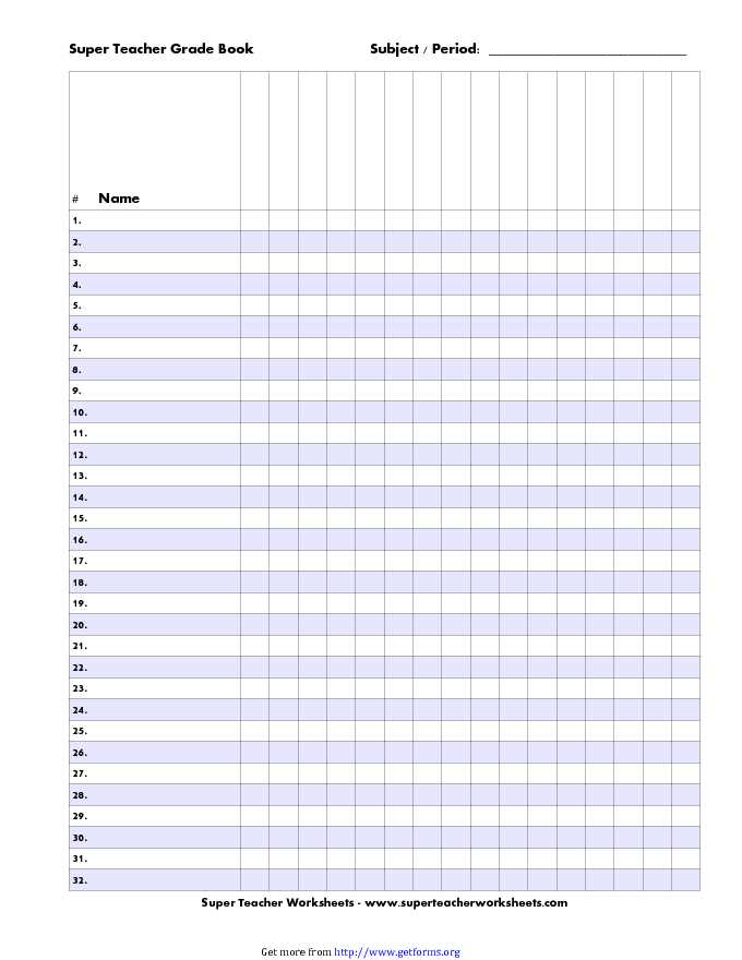 Teacher Gradebook Template