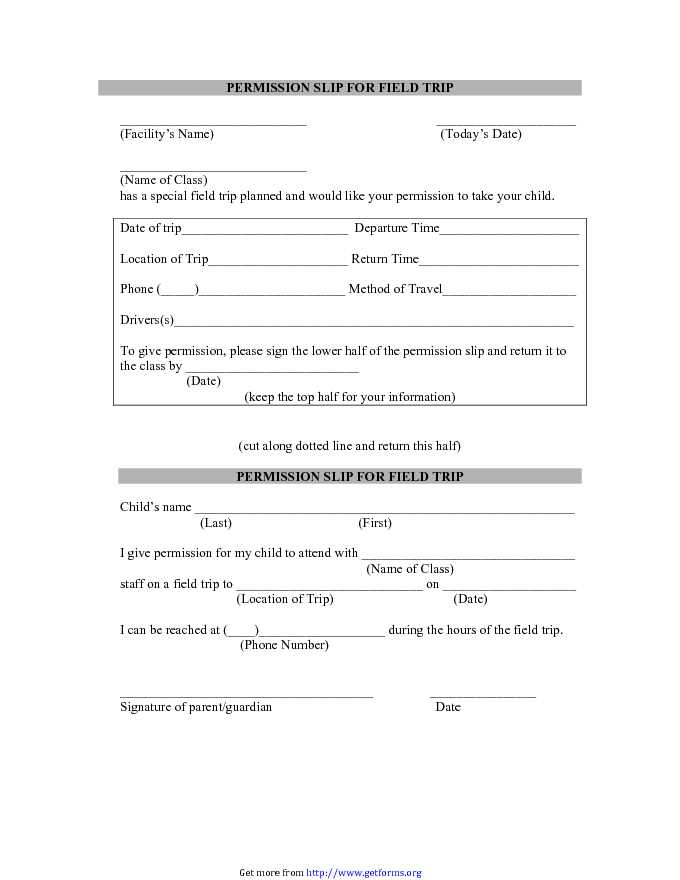 Generic Permission Slip