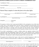 Parent Permission Slip Template form