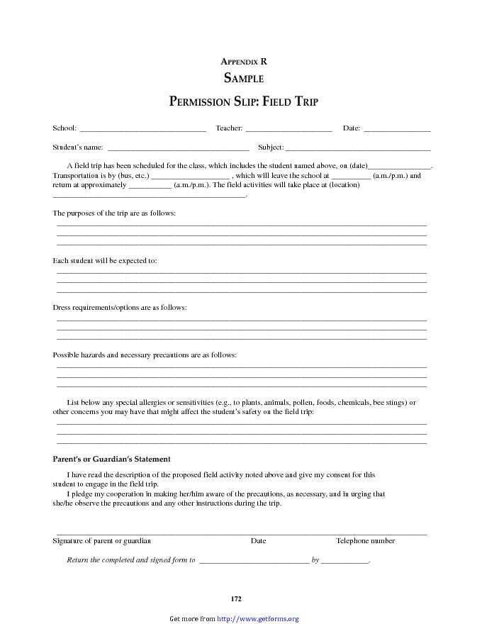 Permission Slip Examples