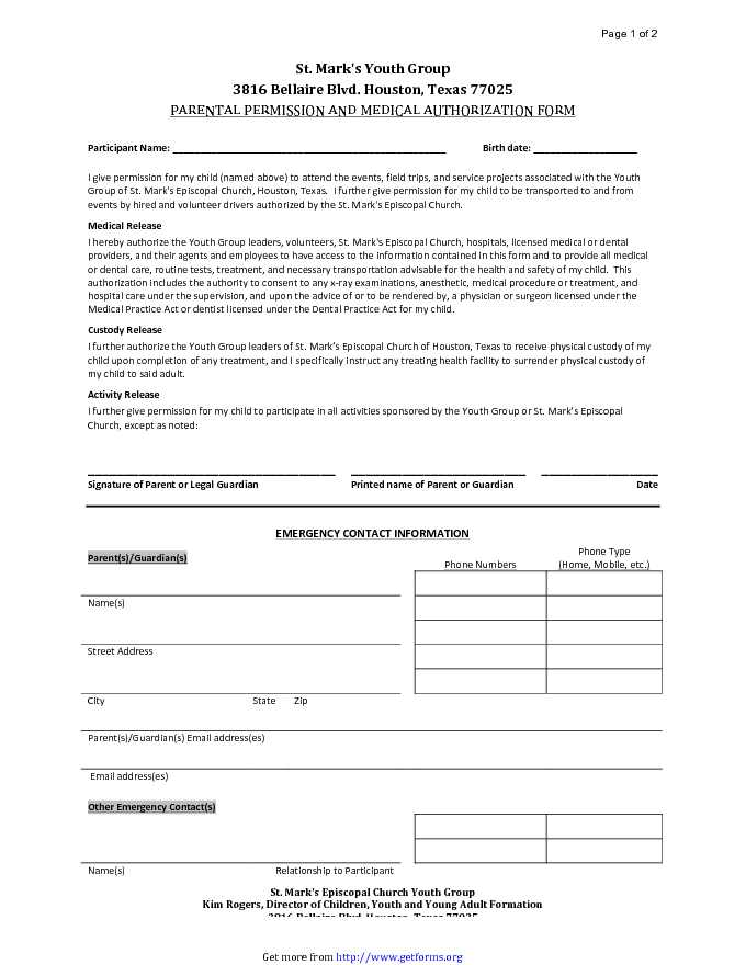 Permission Slips Template