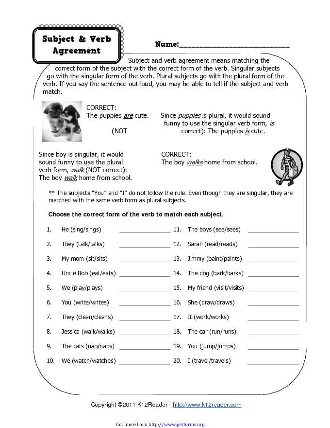 Subject Verb Agreement Worksheets 3