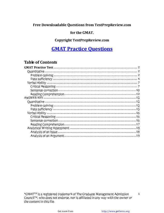 GMAT Sample Questions Template 1