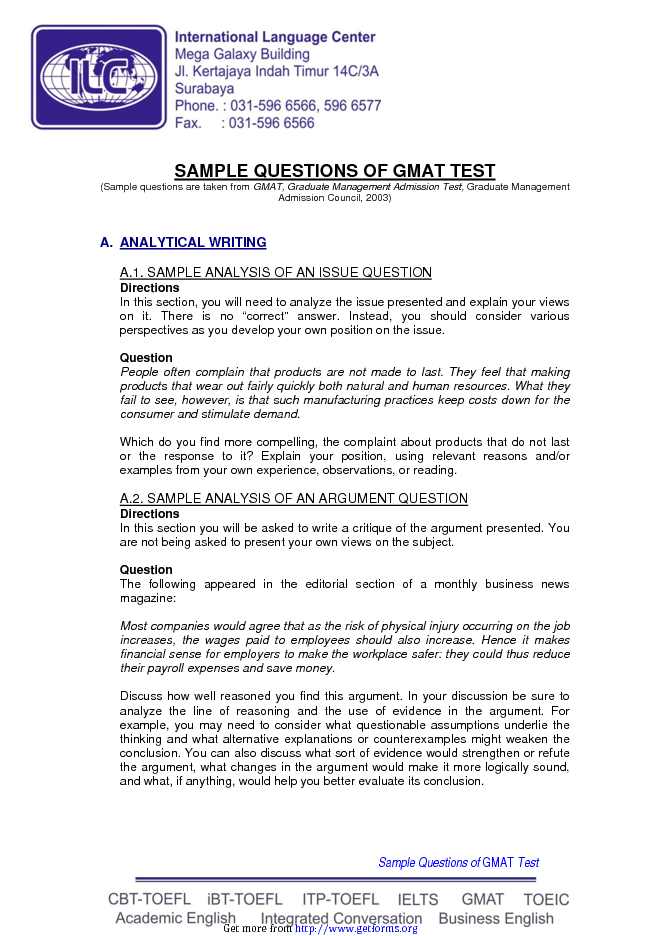 GMAT Sample Questions Template 3