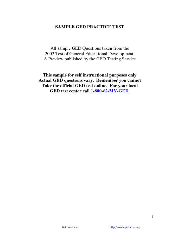GED Sample Test Template 2