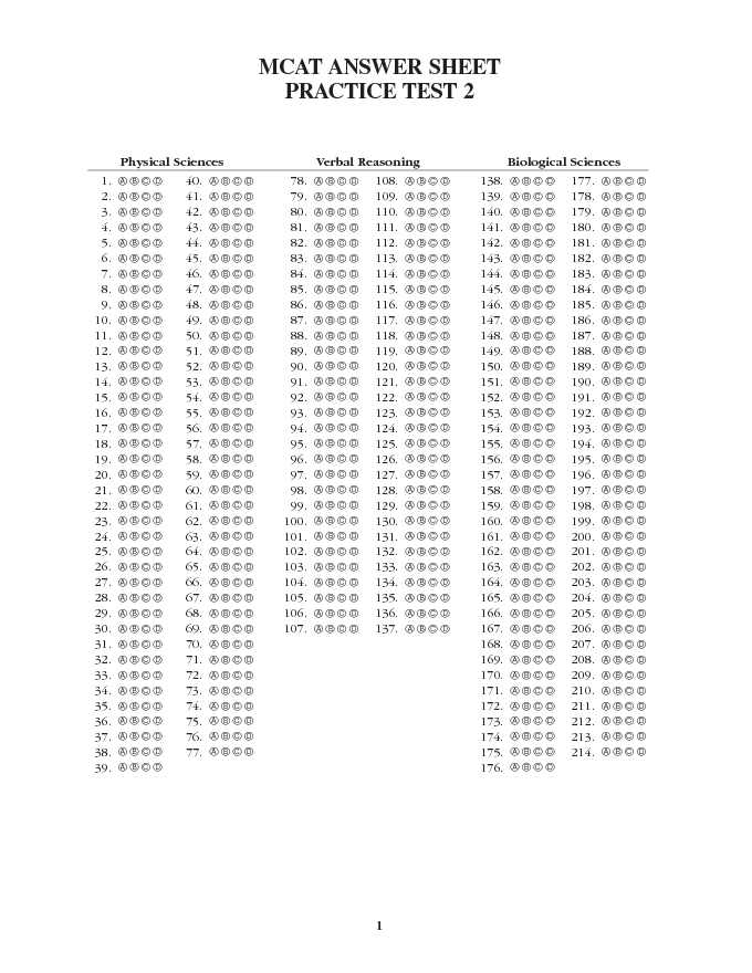 MCAT Sample Questions Template 3