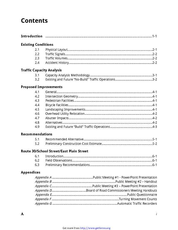 Table of Contents Template 3