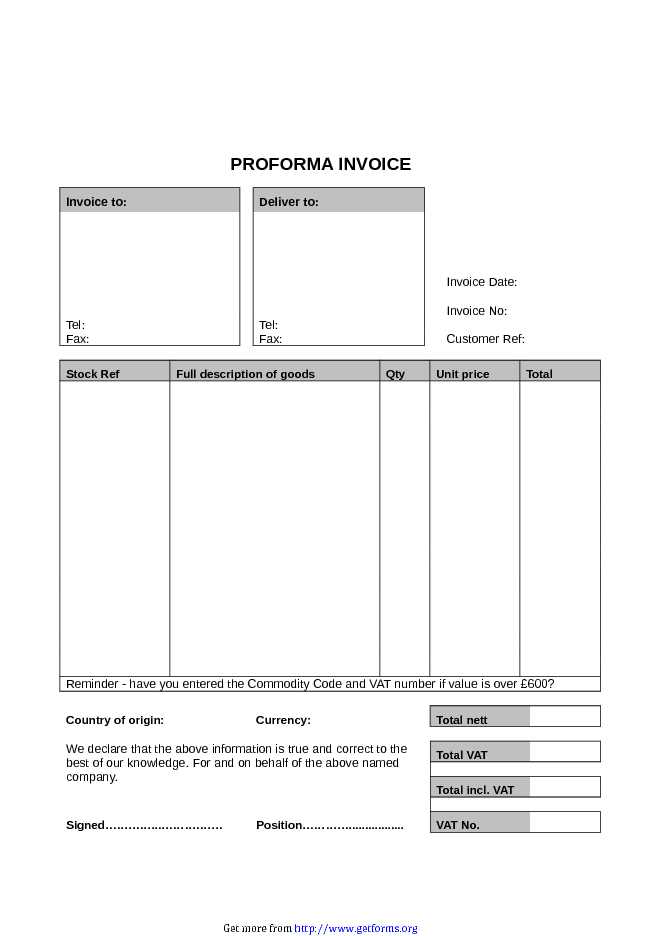 Sample Proforma Invoice